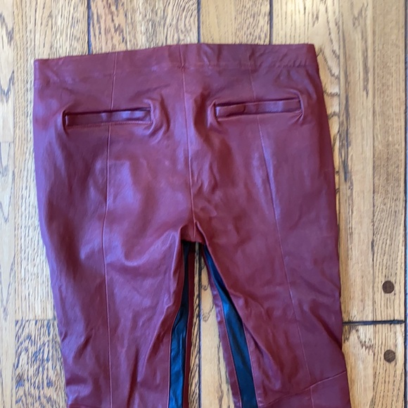 A.L.C. Stretch Raptor Leather Stefan Red / Black Pants Stripe Zipper Women's 8 - Picture 9 of 16